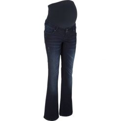Dżinsy ciążowe BOOTCUT bonprix ciemnoniebieski. Niebieskie jeansy damskie bonprix, z jeansu. Za 109,99 zł.