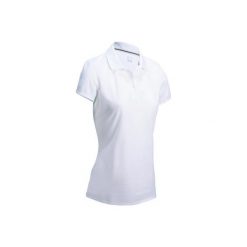 Koszulka polo do golfa damska. Niebieskie koszulki damskie polo INESIS, m, bez wzorów, z bawełny, z golfem, bez rękawów. Za 39,99 zł.