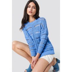 Swetry klasyczne damskie: MANGO Sweter ażurowy – Blue