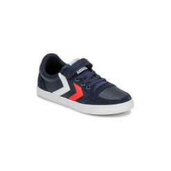Buty Dziecko Hummel SLIMMER STADIL LEATHER LOW JR. Niebieskie trampki dziewczęce Hummel, bez wzorów, bez zapięcia. Za 249,00 zł.