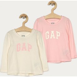 GAP - Longsleeve dziecięcy 74-104 cm. Różowe bluzki dziewczęce GAP, z nadrukiem, z dzianiny, z okrągłym kołnierzem, z długim rękawem, długie, bez kaptura. Za 99,90 zł.