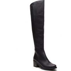 Muszkieterki NESSI - 18452 Czarny 16. Czarne buty zimowe damskie marki Nessi, z materiału, na obcasie. Za 519,00 zł.