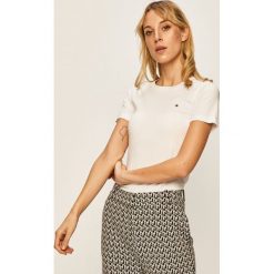 Tommy Hilfiger - T-shirt. Niebieskie bluzki damskie TOMMY HILFIGER, s, bez wzorów, z elastanu, z okrągłym kołnierzem. Za 179,90 zł.