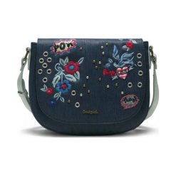 Desigual Torebka Damska Denim Flowers Varsovi Ciemnoniebieska. Szare torebki klasyczne damskie Desigual, z haftami, z denimu, z haftem. Za 250,00 zł.