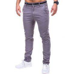 Chinosy męskie: SPODNIE MĘSKIE CHINO P156 – SZARE