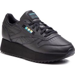 Buty Reebok - Cl Lthr Double DV5392 Black/White/Blue/Gold. Czarne buty sportowe damskie Reebok, bez wzorów, ze skóry ekologicznej, sportowe. Za 499,00 zł.