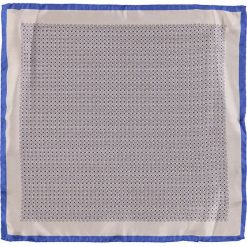 Poszetki męskie: Jedwabna poszetka w kolorze beżowo-niebieskim – 33 x 33 cm