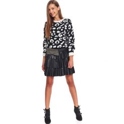 Sweter damski, w panterkę. Brązowe swetry damskie TROLL, na zimę, bez wzorów, z dzianiny, eleganckie, z krótkim rękawem, krótkie, bez kaptura. W wyprzedaży za 49,99 zł.