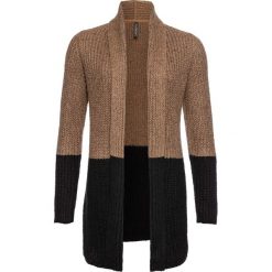 Sweter bez zapięcia "color-blocking" bonprix beżowo-czarny. Brązowe swetry damskie bonprix, bez wzorów, bez rękawów, bez kaptura. Za 119,99 zł.