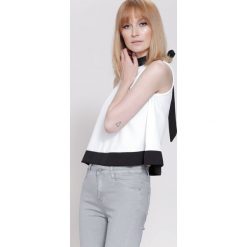 Bluzki damskie: Biała Bluzka Contrast Line