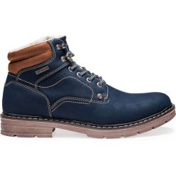 BUTY MĘSKIE ZIMOWE TRAPERY T251 - GRANATOWE. Niebieskie buty trekkingowe męskie marki Inny, na zimę, z materiału. Za 129,00 zł.