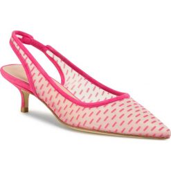 Sandały STUART WEITZMAN - Vea 9L53291 Peonia Dash Mesh. Różowe klapki damskie Stuart Weitzman, bez wzorów, z zamszu, bez obcasa, na obcasie. W wyprzedaży za 819,00 zł.