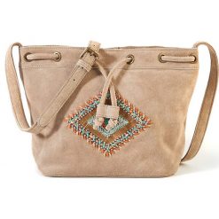 Skórzana torba etniczna. Brązowe torby damskie na zakupy marki La Redoute Collections, w paski, z bawełny. Za 320,46 zł.