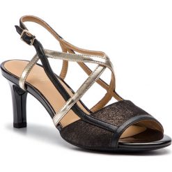 Sandały GEOX - D Celeina G D828YG 08577 C9258 Black/Lt Gold. Czarne klapki damskie Geox, z aplikacjami, z zamszu, bez obcasa, na obcasie. W wyprzedaży za 259,00 zł.