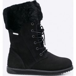 Emu Australia - Botki Shoreline. Czarne buty zimowe damskie EMU Australia, z materiału, z okrągłym noskiem, na obcasie, na sznurówki. W wyprzedaży za 579,90 zł.