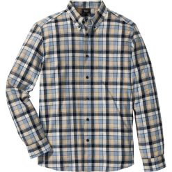 Shirt w optyce kimono bonprix beżowo-czerwono-niebieski wzorzysty. Brązowe koszulki damskie bonprix, bez wzorów, z dekoltem w serek, bez rękawów. Za 99,99 zł.