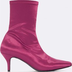 Botki damskie lity: NA-KD Shoes Satynowe botki z miękką cholewką - Purple