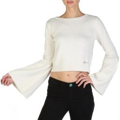 Guess Sweter Damski L Kremowy. Białe swetry klasyczne damskie marki Guess, l, z aplikacjami, z wełny. W wyprzedaży za 255,00 zł.