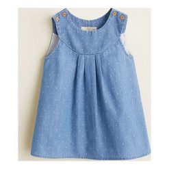 Mango Kids - Sukienka dziecięca Arlet 62-80 cm. Sukienki dziewczęce Mango Kids, bez wzorów, z bawełny, casualowe, bez rękawów, mini, proste. W wyprzedaży za 49,90 zł.
