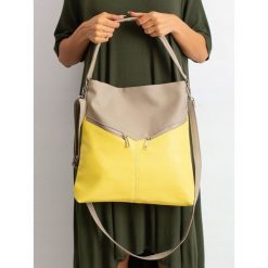 Torebka damska shopper bag 0008 beżowo żółta - Beżowy. Brązowe torby damskie na zakupy w paski, eleganckie, duże. Za 69,99 zł.