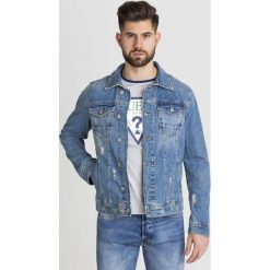 KATANA WILLIAM GUESS. Niebieskie płaszcze męskie Guess, xl, z nadrukiem, z jeansu, bez kaptura. Za 353,40 zł.