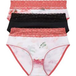 Figi maxi z mikrofibry (3 pary) bonprix biel wełny z kolorowym nadrukiem. Białe majtki damskie bonprix, z wełny. Za 50,97 zł.