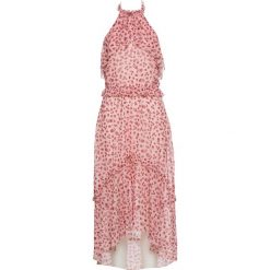 Sukienka z dekoltem halter bonprix jasnoróżowo-różowy w kwiaty. Różowe sukienki damskie bonprix, w kwiaty, bez kołnierzyka, z krótkim rękawem, krótkie, mini. Za 79,99 zł.