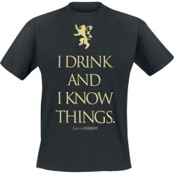 Gra o Tron I Drink And I Know Things T-Shirt czarny. Czarne koszulki męskie marki Gra o Tron, s, z nadrukiem, z okrągłym kołnierzem. Za 89,90 zł.