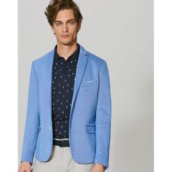 Marynarki męskie: Marynarka z łatami na łokciach slim fit – Niebieski