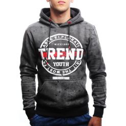 Bluza męska z kapturem grafitowa Recea. Szare bluzy męskie Recea, xl, z napisami, z bawełny, z kapturem, bez rękawów, z kapturem. Za 49,87 zł.