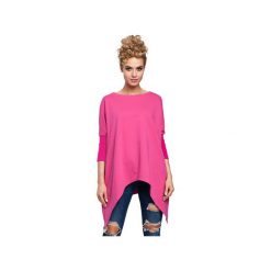 M289 Asymetryczna peleryna fuksja. Czerwone bluzy damskie Moe, xl, bez wzorów, z elastanu, z długim rękawem, długie, bez kaptura. Za 135,00 zł.