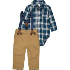 Spodnie chłopięce: Carter’s BOY HOLIDAY PLAID SUSPENDER PANT BABY SET Spodnie materiałowe green