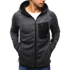 Bluzy męskie: Bluza męska rozpinana grafitowa z kapturem (bx3425)