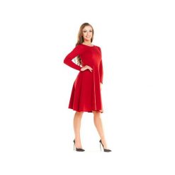 Sukienka N034 czerwony. Czerwone sukienki damskie Awama, s, bez wzorów, z bawełny, bez kołnierzyka, bez rękawów. Za 129,00 zł.
