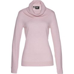 Golfy damskie: Sweter z szerokim golfem bonprix matowy jasnoróżowy