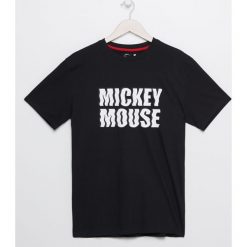 Koszulka Mickey Mouse - Czarny. Czarne koszulki męskie Sinsay, s, z motywem z bajki, bez kołnierzyka, bez rękawów. Za 29,99 zł.