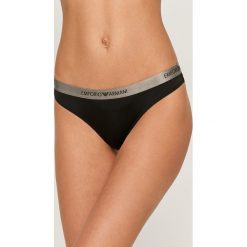 Emporio Armani - Stringi. Czarne majtki damskie Emporio Armani, s, z nadrukiem, z elastanu. Za 119,90 zł.