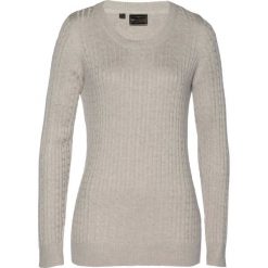 Sweter z kaszmirem bonprix beżowy melanż. Brązowe swetry damskie bonprix, bez wzorów, z kaszmiru, klasyczne, bez rękawów, bez kaptura. Za 129,99 zł.
