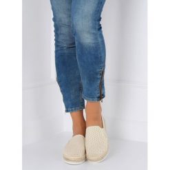 Espadryle damskie beżowe. Brązowe espadryle damskie FunKee.pl, bez wzorów, z tkaniny, bez obcasa. Za 60,99 zł.