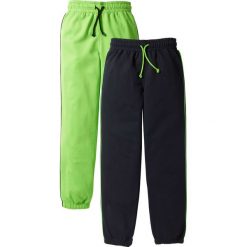 Spodnie dresowe (2 pary) bonprix jaskrawy zielony + czarny. Czarne dresy chłopięce marki bonprix, w paski, z dresówki. Za 75,98 zł.