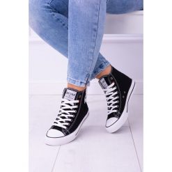 Big Star Damskie Wysokie Czarne Trampki T274027. Czarne trampki i tenisówki damskie Tagless, bez wzorów, na sznurówki. Za 89,00 zł.
