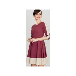 Sukienka K057 Bordo. Czerwone sukienki damskie marki Lenitif, xl, bez wzorów, bez kołnierzyka, bez rękawów, rozkloszowane. Za 139,00 zł.
