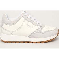 Pepe Jeans - Buty Dean Premium. Białe buty sportowe damskie Pepe Jeans, bez wzorów, z jeansu, sportowe. W wyprzedaży za 269,90 zł.