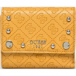 Guess Jeans - Portfel. Pomarańczowe portfele damskie Guess Jeans, z aplikacjami, z jeansu. Za 259,90 zł.