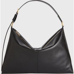 AllSaints - Torebka skórzana Edbury Shoulder. Czarne torby damskie na zakupy AllSaints, bez wzorów, z bawełny, na ramię, bez dodatków. W wyprzedaży za 799,90 zł.
