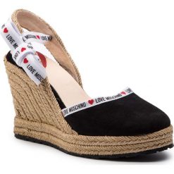 Espadryle LOVE MOSCHINO - JA1027AI07JF0000 Nero. Czarne espadryle damskie Love Moschino, bez wzorów, ze skóry, bez obcasa, na obcasie. W wyprzedaży za 699,00 zł.