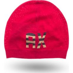 CZAPKA Armani Exchange. Czerwone czapki damskie Armani Exchange, bez wzorów, z wełny. Za 219,00 zł.