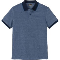 Shirt polo z kontrastowym kołnierzykiem bonprix ciemnoniebieski melanż. Niebieskie koszulki męskie bonprix, xl, bez wzorów, z bawełny, polo, bez rękawów. Za 49,99 zł.