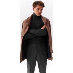 Płaszcz elegancki z kołnierzem. Brązowe płaszcze męskie Top Secret, na zimę, m, bez wzorów, z wełny, eleganckie, bez kaptura. Za 399,99 zł.