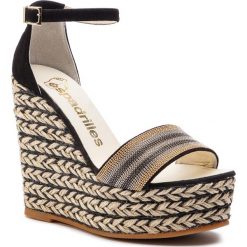Espadryle ESPADRILLES - Nokia Cadena Multi 22230-35893-1 Ante/Negro. Czarne espadryle damskie Espadrilles, bez wzorów, ze skóry, bez obcasa, na obcasie. W wyprzedaży za 389,00 zł.